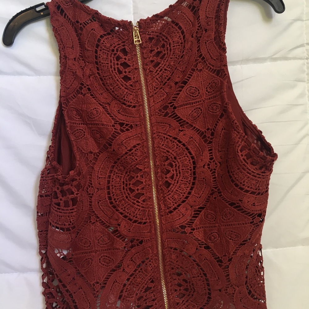 Dark Red Blouse with Gold Zipper
